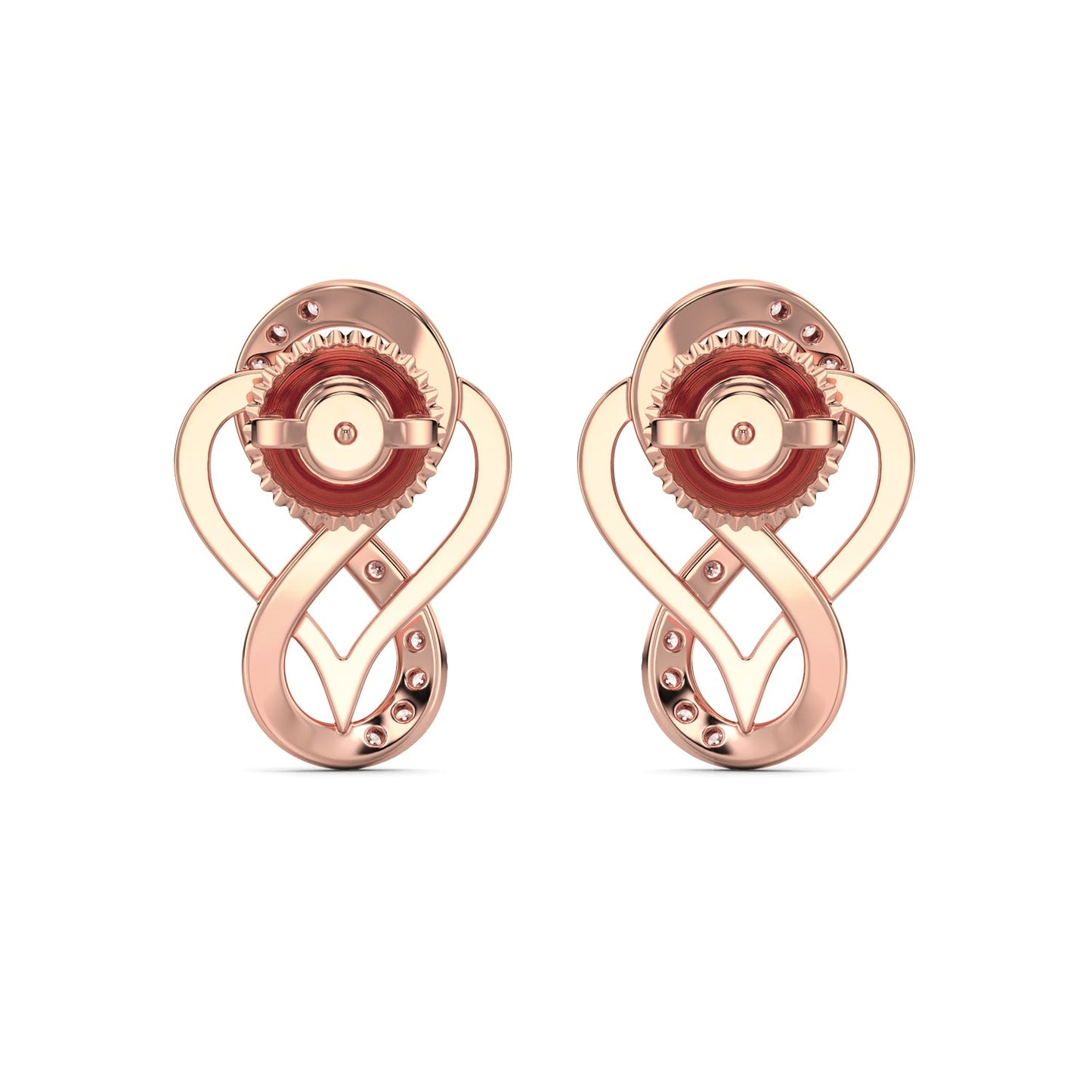 Heart Infinity Diamond Earrings-Rose Gold