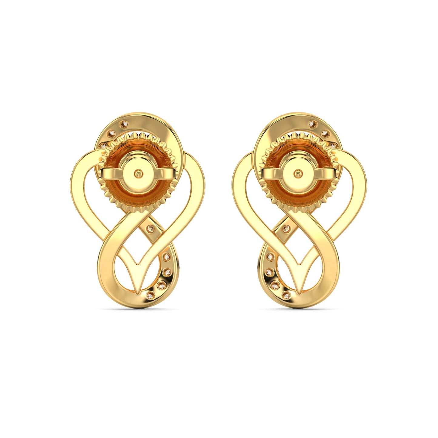 Heart Infinity Diamond Earrings-Yellow Gold
