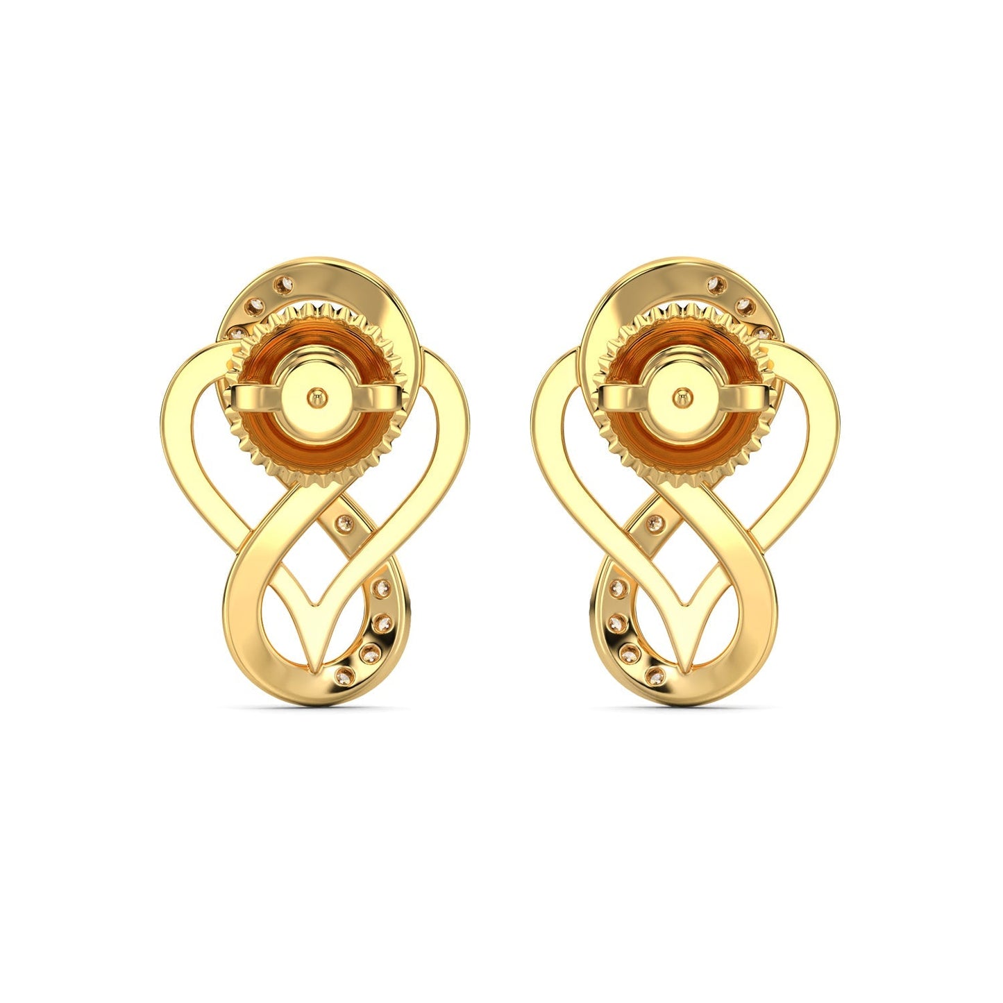 Heart Infinity Diamond Earrings-Yellow Gold