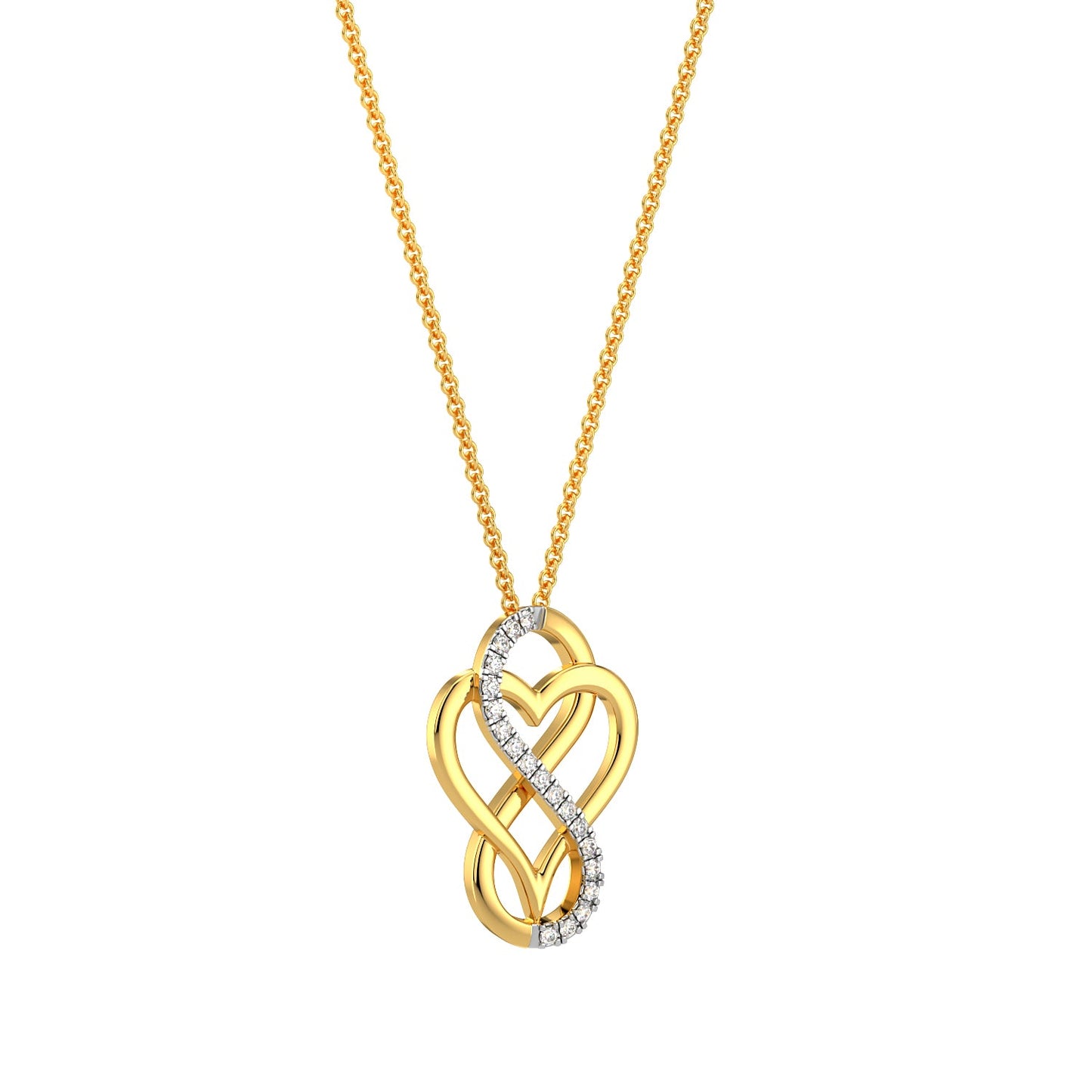 Heart Infinity Diamond Chain Necklace-Yellow Gold