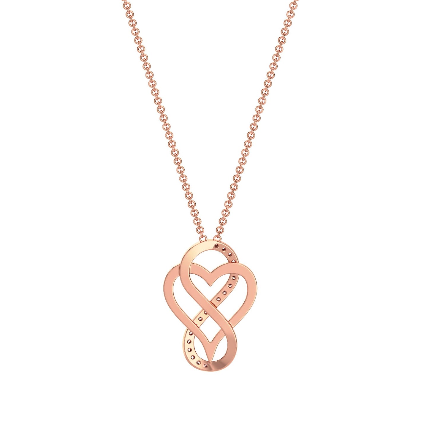 Heart Infinity Diamond Chain Necklace-Rose Gold