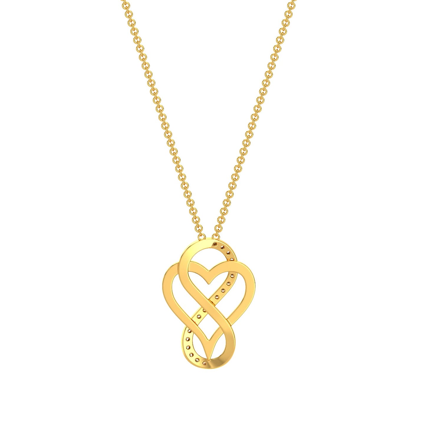 Heart Infinity Diamond Chain Necklace-Yellow Gold