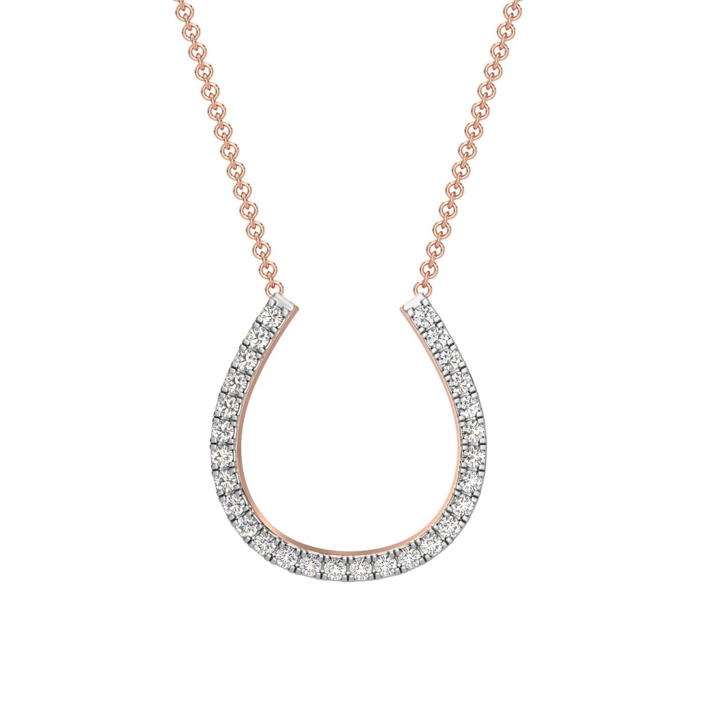 Horseshoe Diamond Chain Necklace-Rose Gold