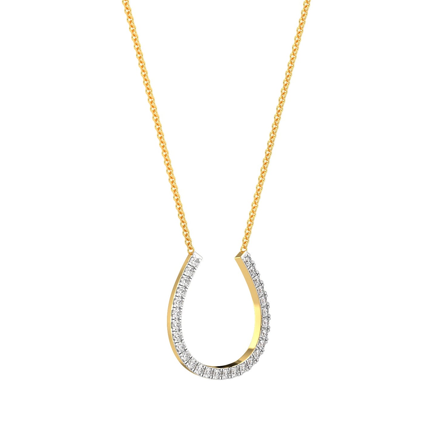 Horseshoe Diamond Chain Necklace-Yellow Gold