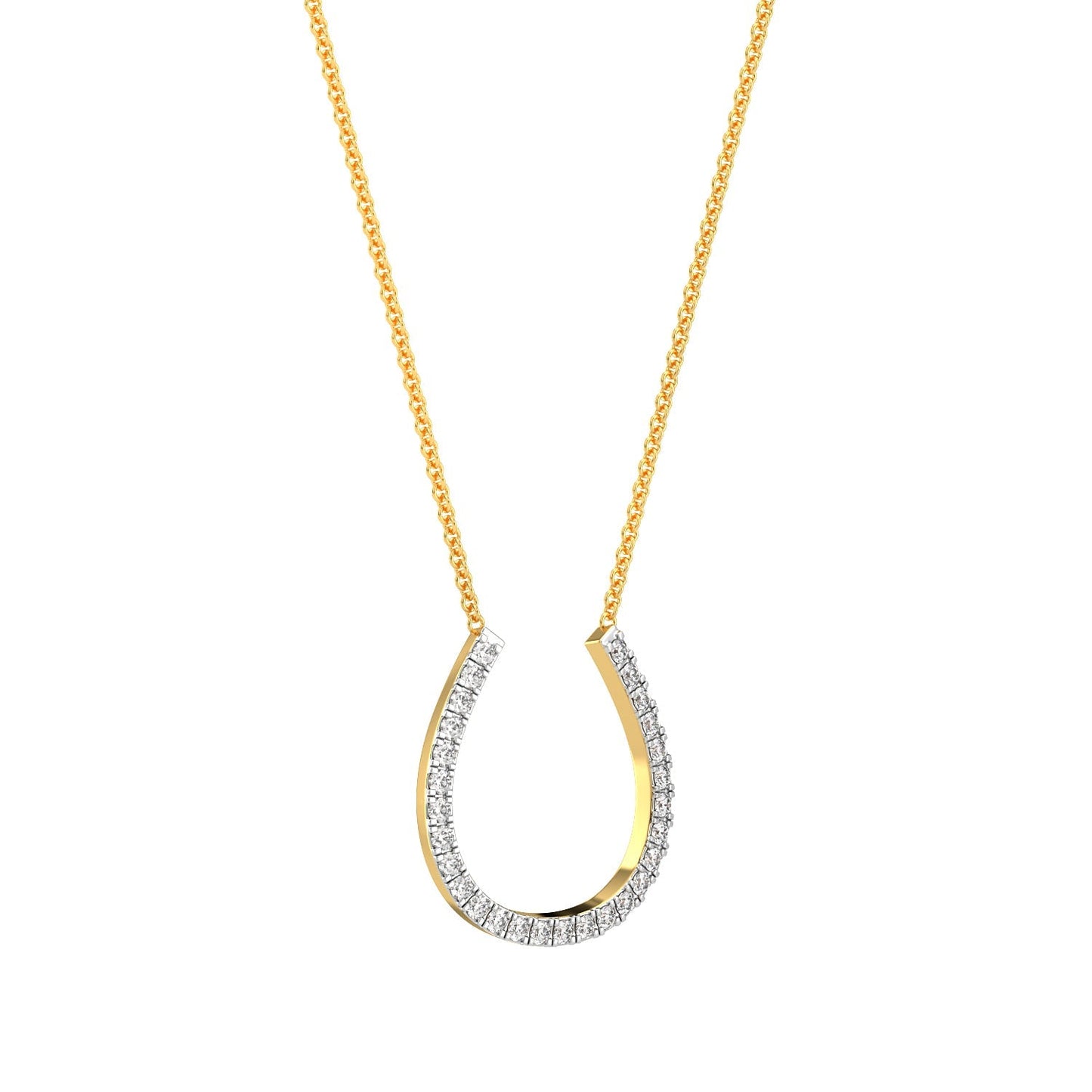 Horseshoe Diamond Chain Necklace-Yellow Gold