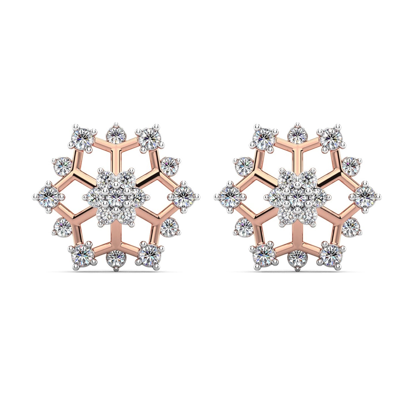 Snowflake Diamond Earrings-Rose Gold