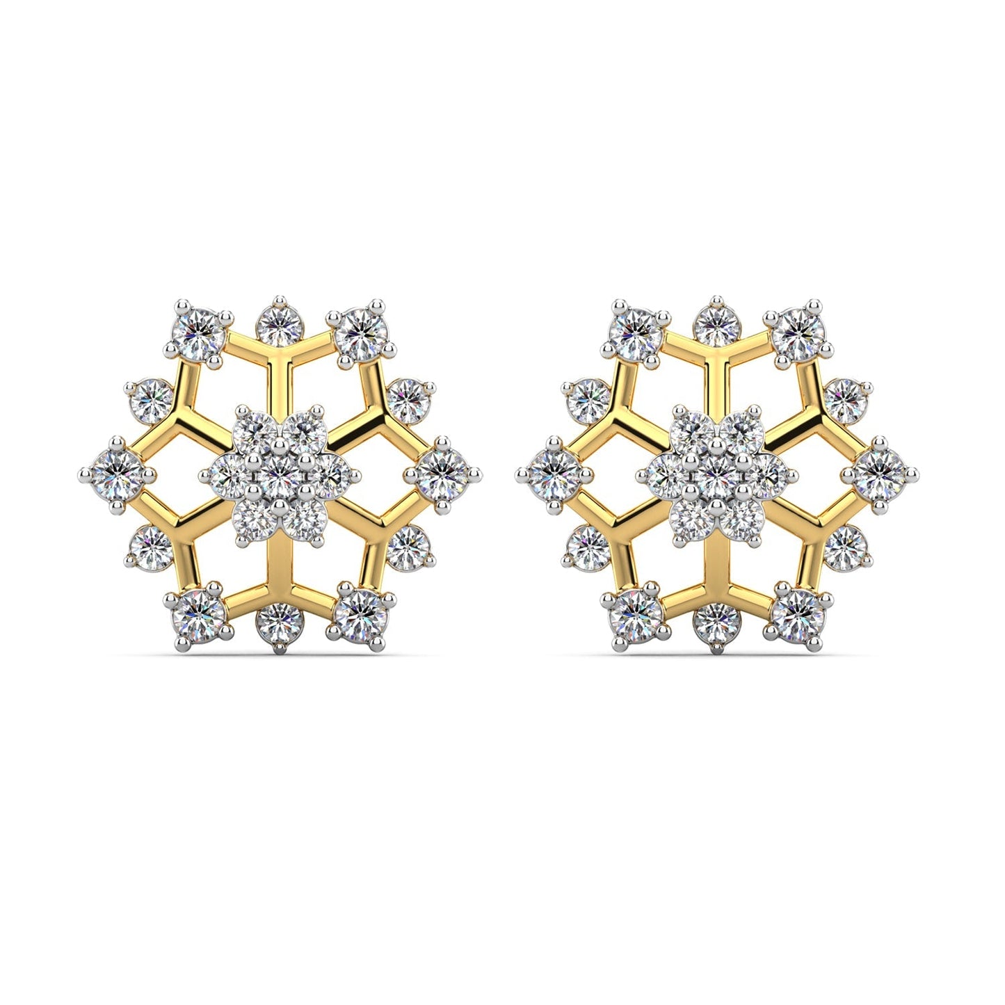 Snowflake Diamond Earrings-Yellow Gold