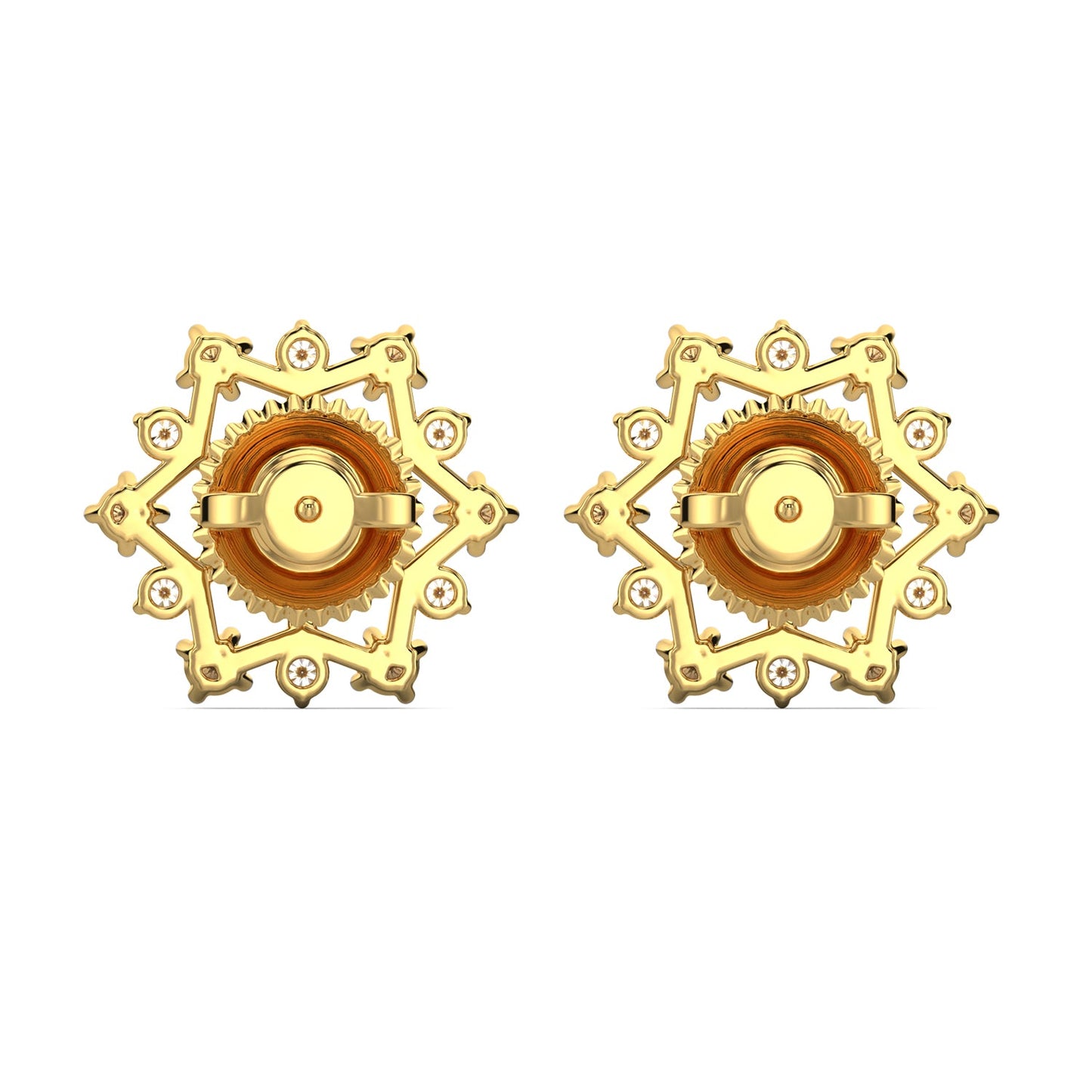 Snowflake Diamond Earrings-Yellow Gold