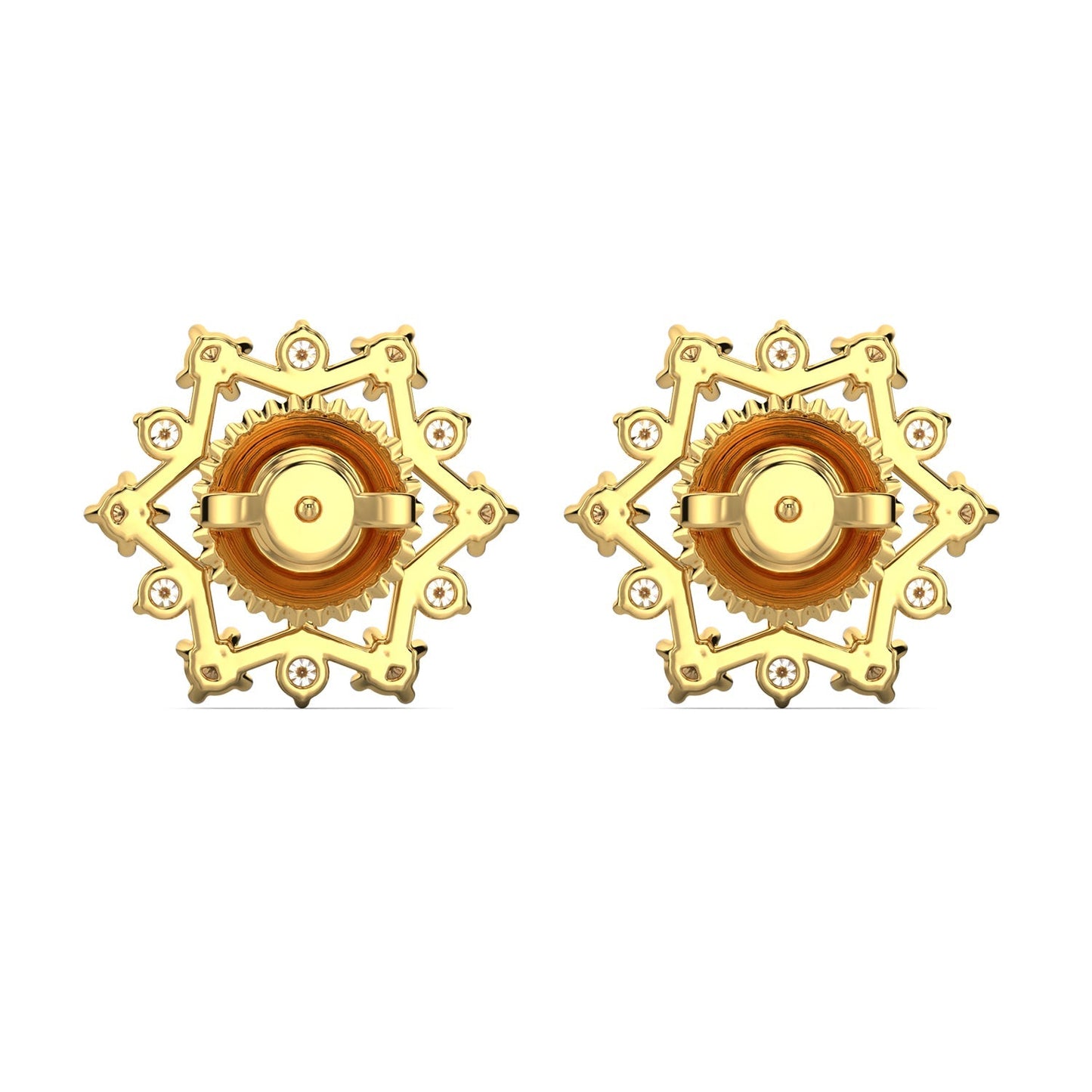 Snowflake Diamond Earrings-Yellow Gold