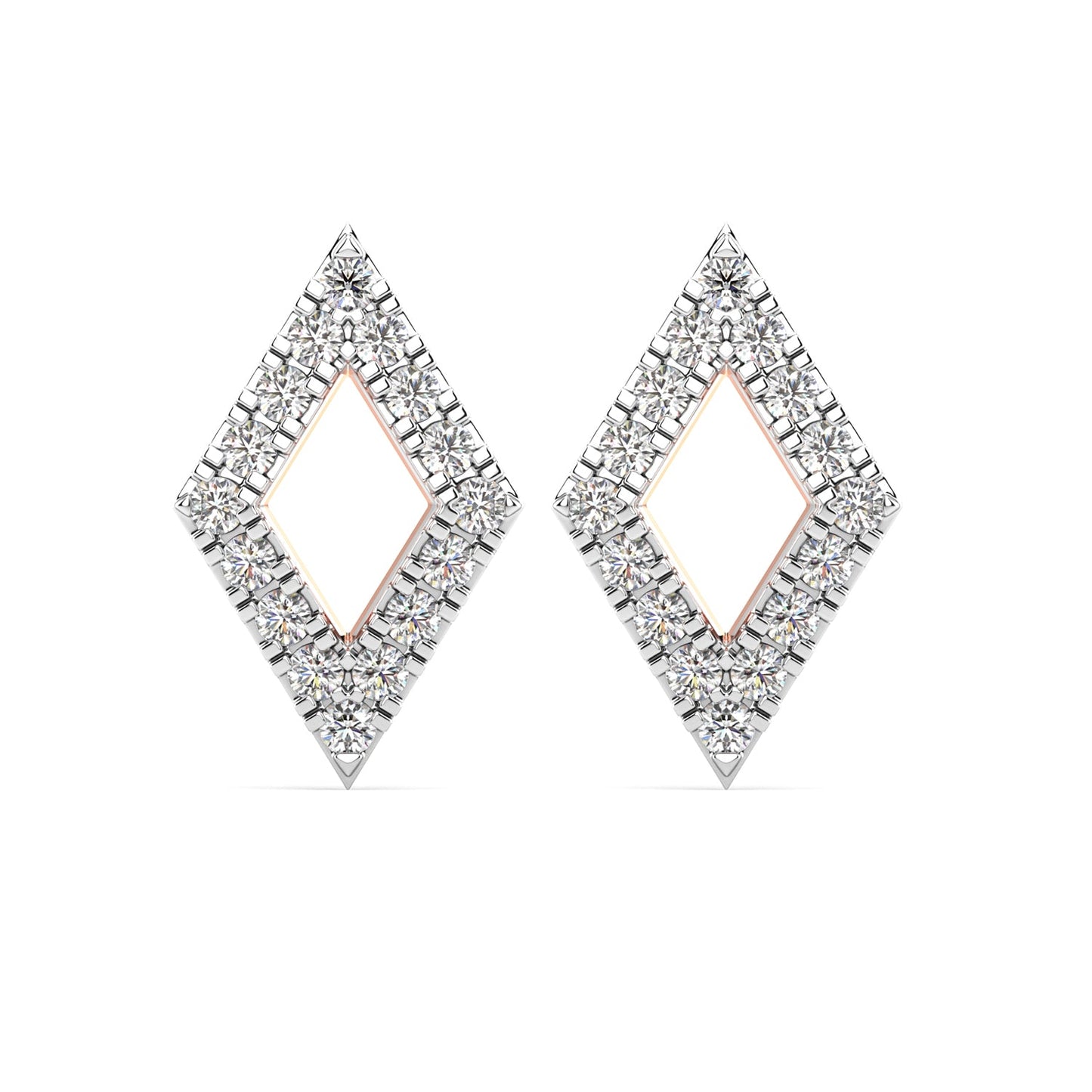 Geometric Diamond Earrings-Rose Gold