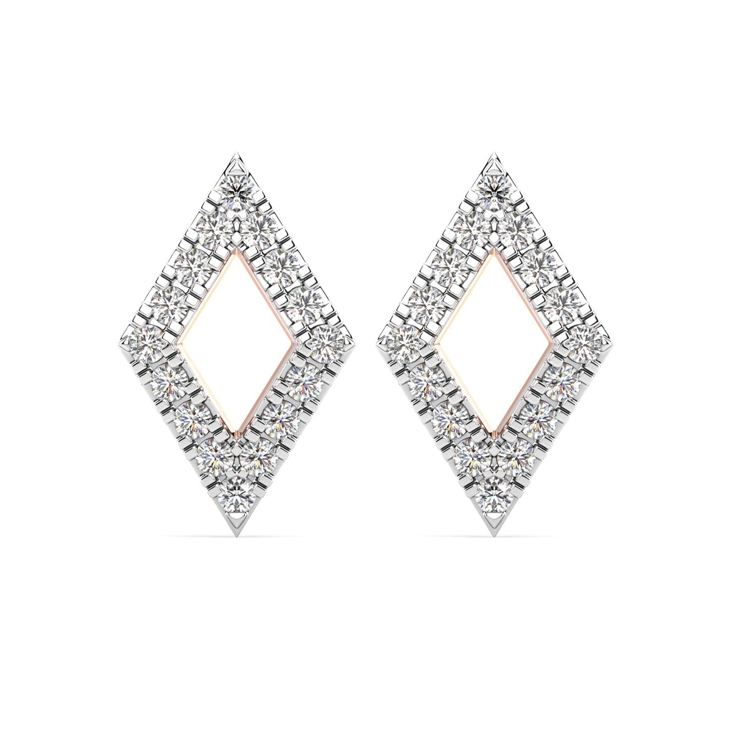 Geometric Diamond Earrings-Rose Gold