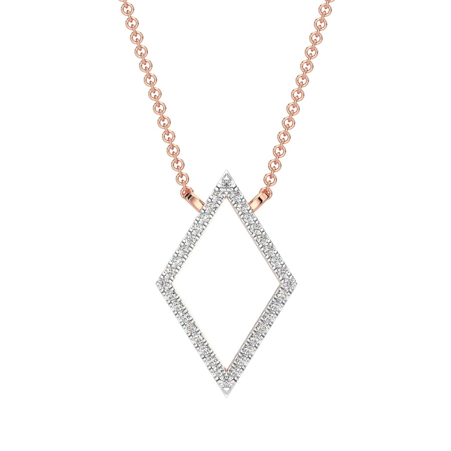 Geometric Diamond Chain Necklace-Rose Gold