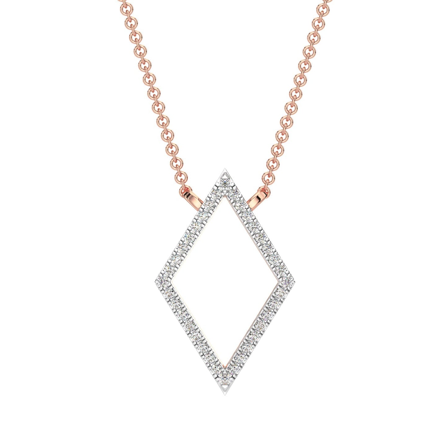 Geometric Diamond Chain Necklace-Rose Gold