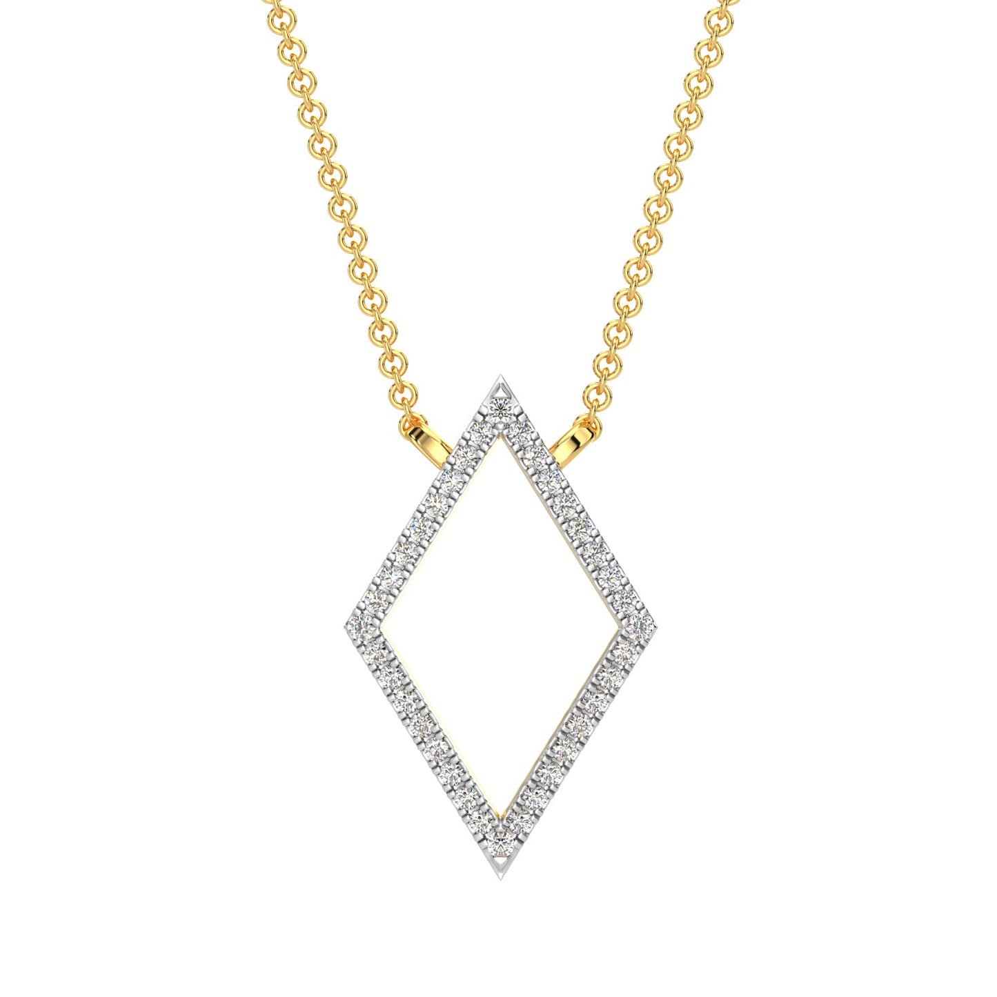 Geometric Diamond Chain Necklace-Yellow Gold