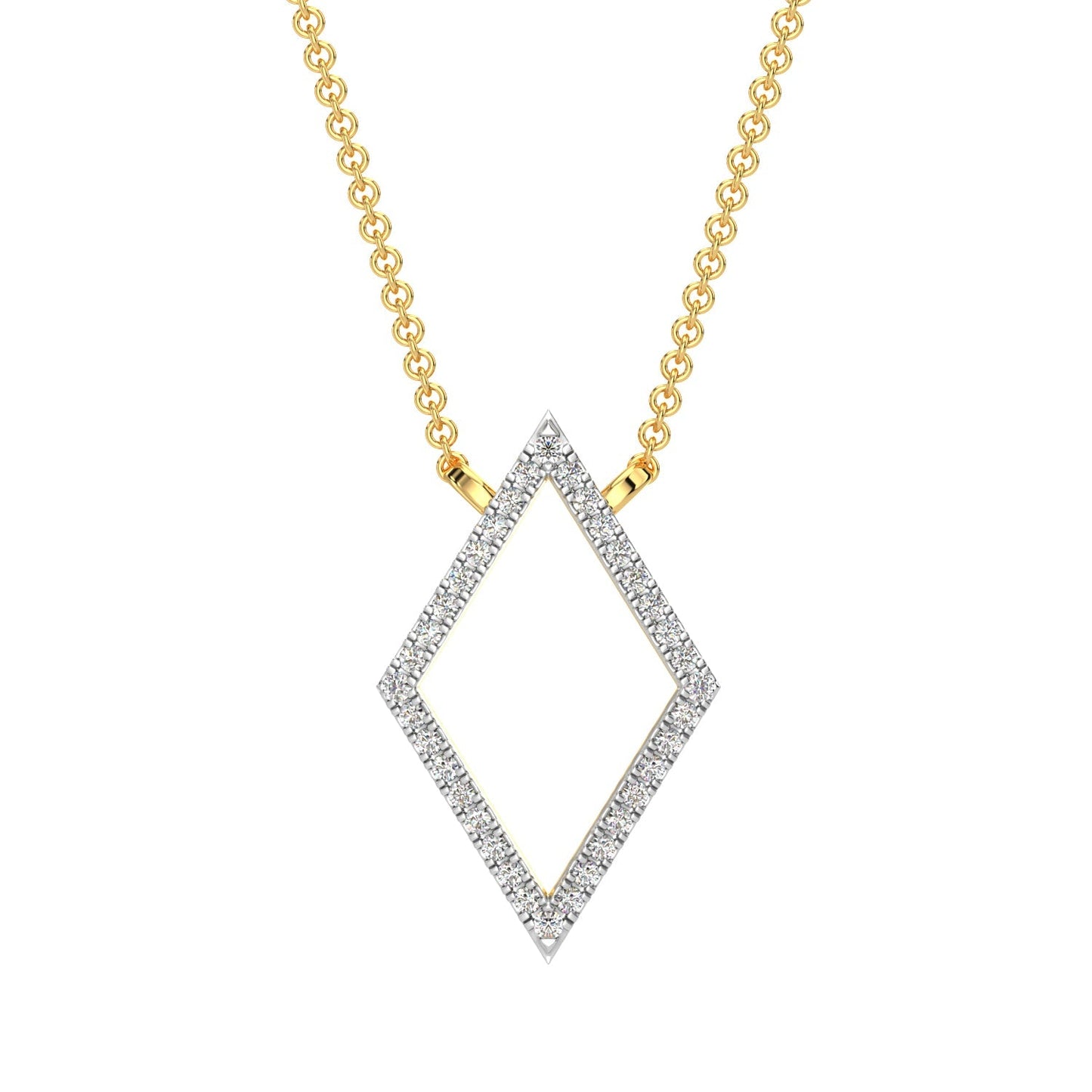 Geometric Diamond Chain Necklace-Yellow Gold