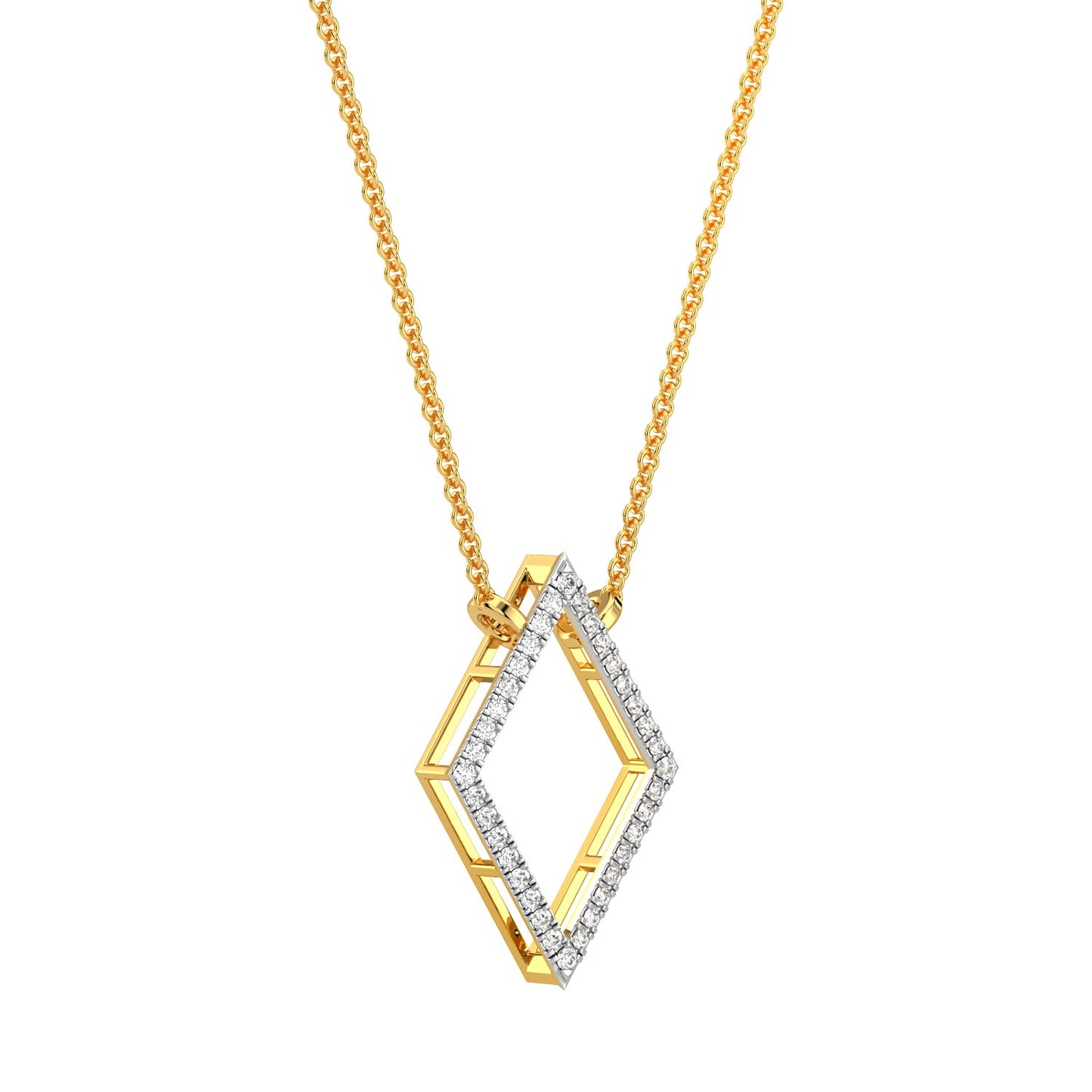 Geometric Diamond Chain Necklace-Yellow Gold