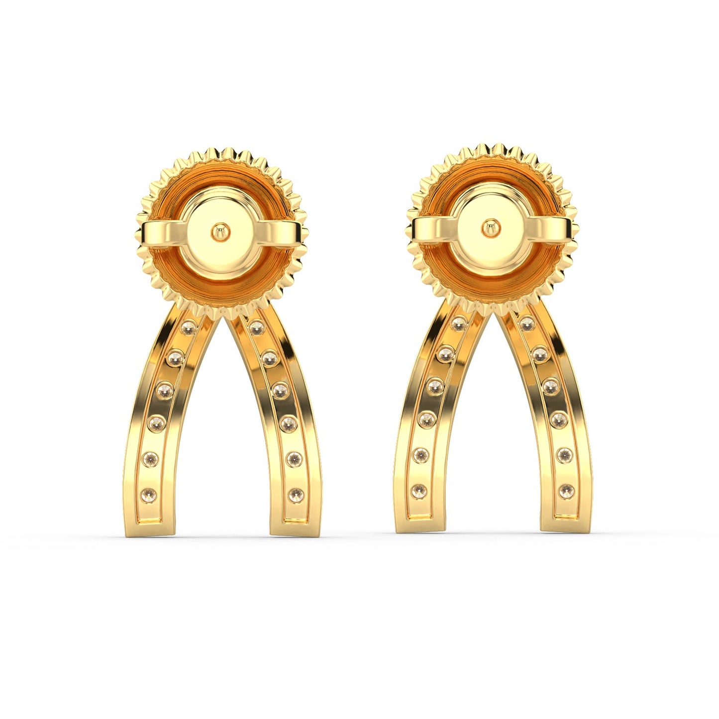 Wishbone Diamond Earrings-Yellow Gold