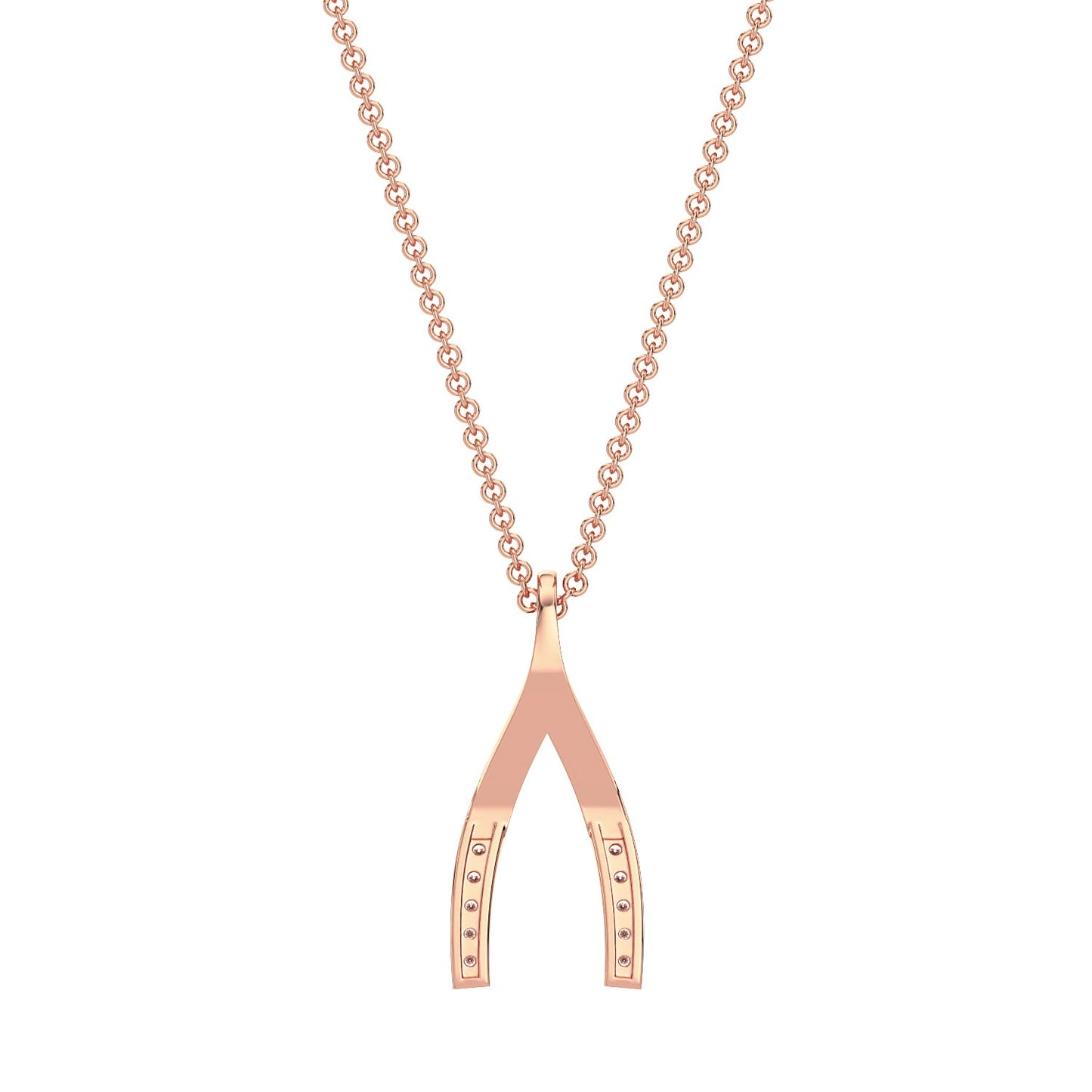 Wishbone Diamond Chain Necklace-Rose Gold