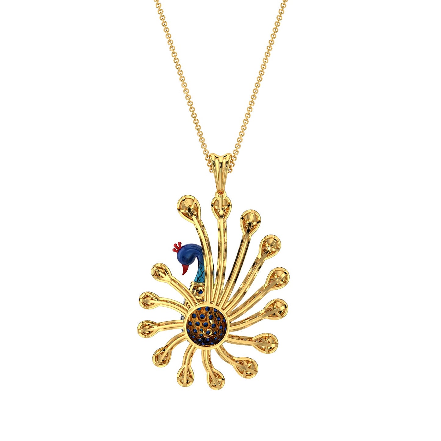Brilliant Peacock Pendant-Yellow Gold