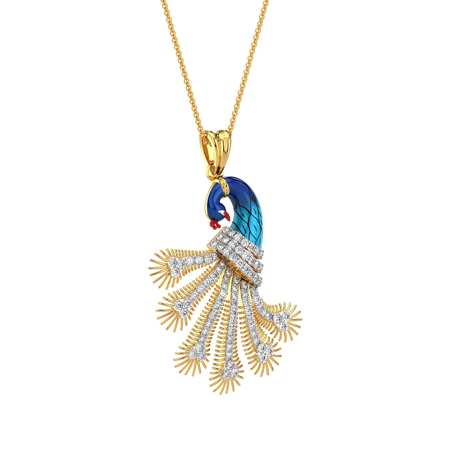 Plumage Sparkle Pendant-Yellow Gold