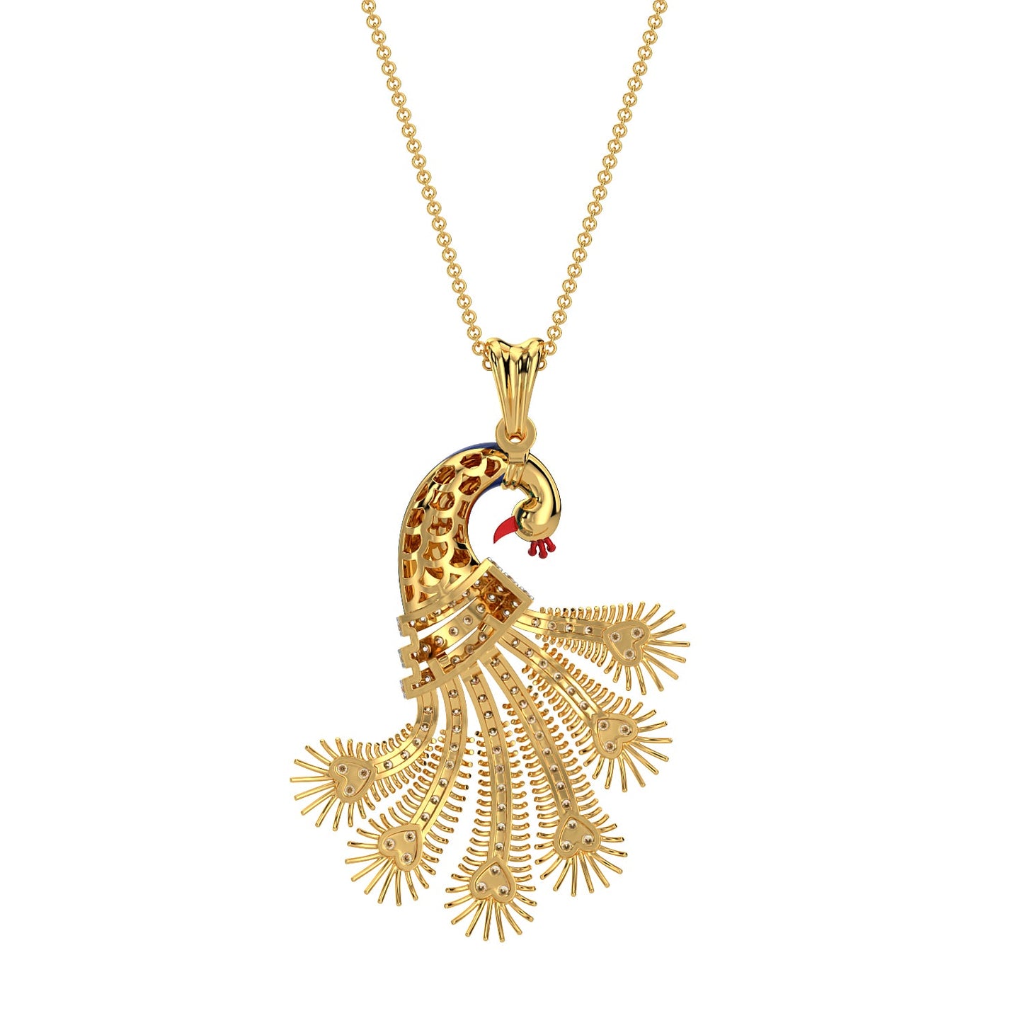 Plumage Sparkle Pendant-Yellow Gold
