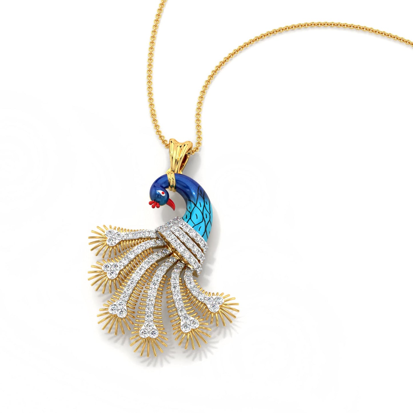 Plumage Sparkle Pendant-Yellow Gold