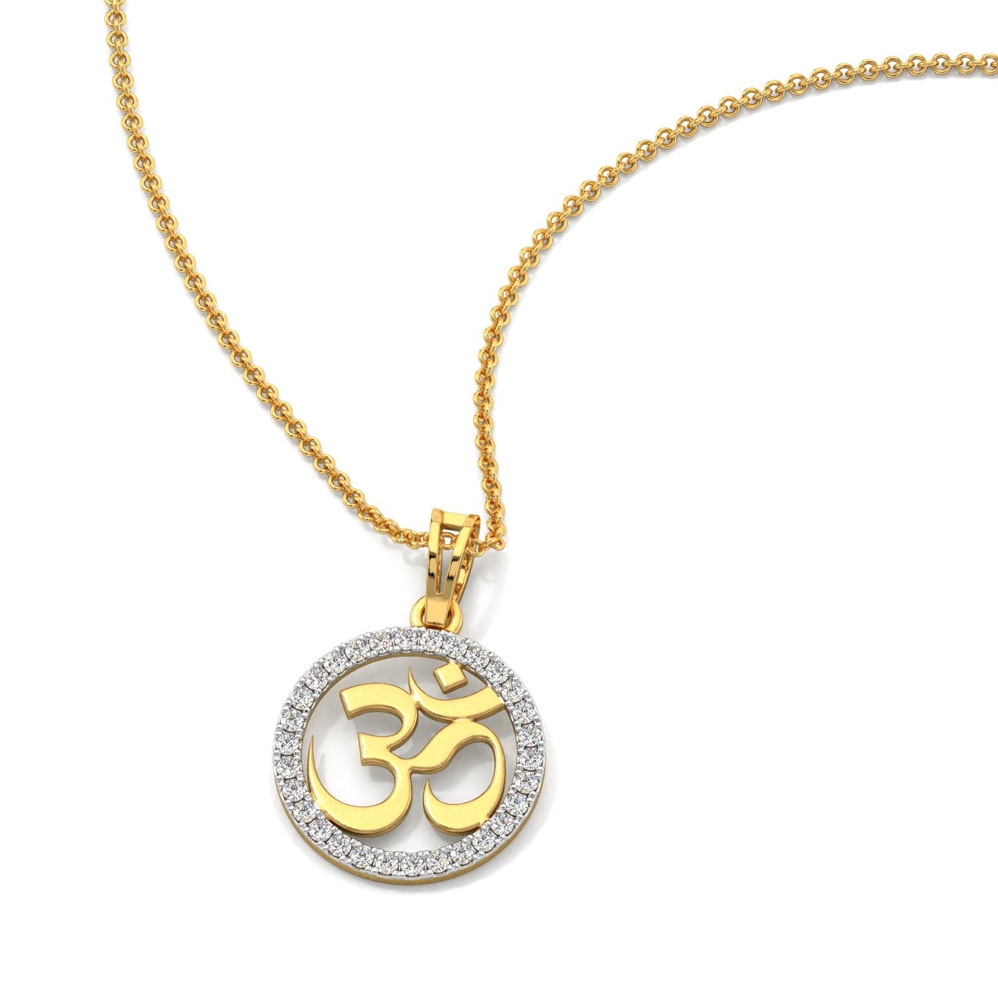 Om Diamond Pendant-Yellow Gold