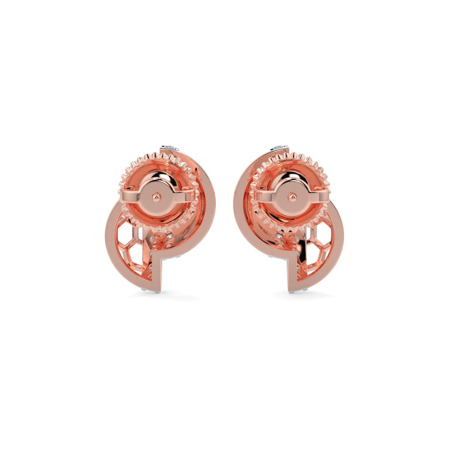 Hexa Halo Earrings-Rose Gold