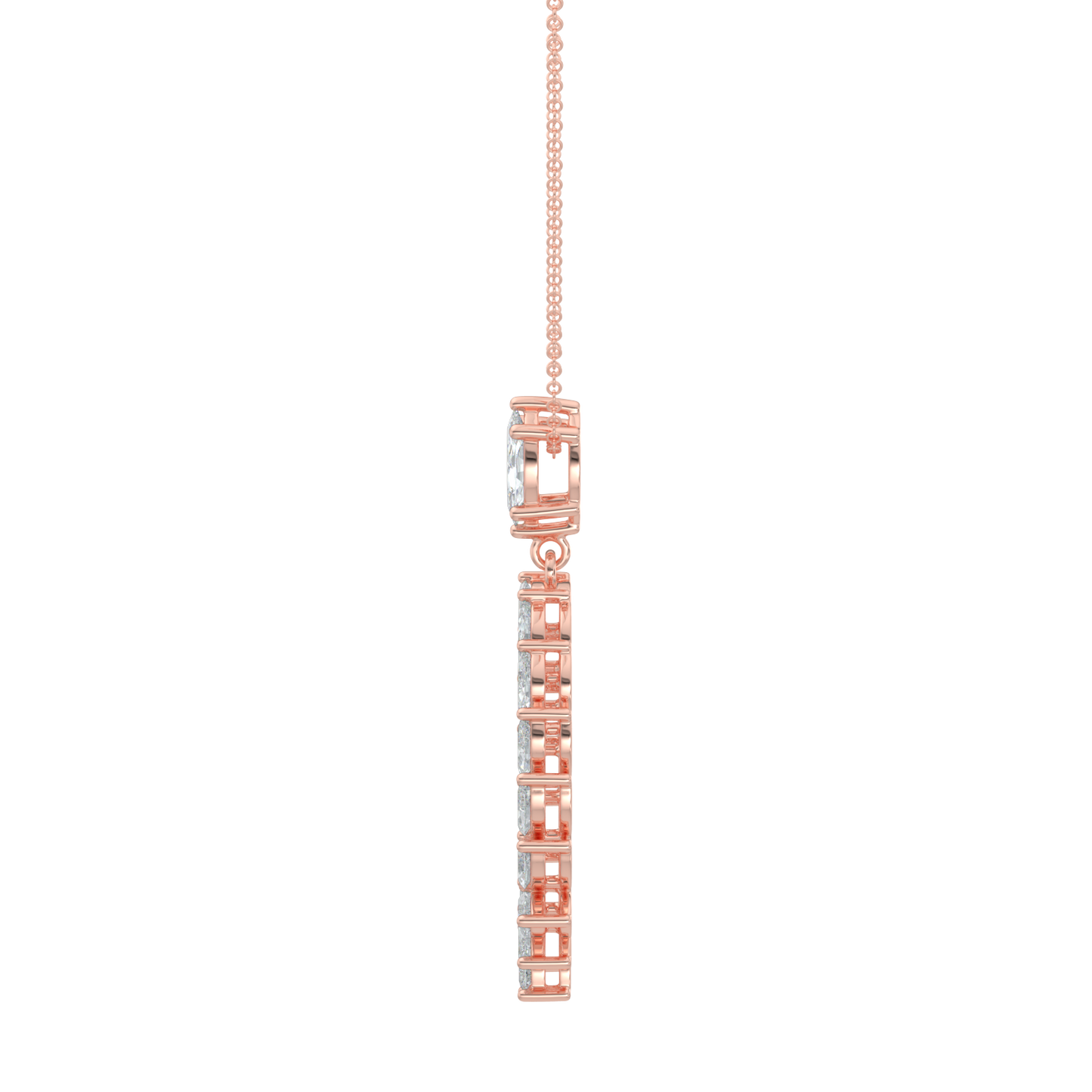Marquise Halo Chain Necklace-Rose Gold