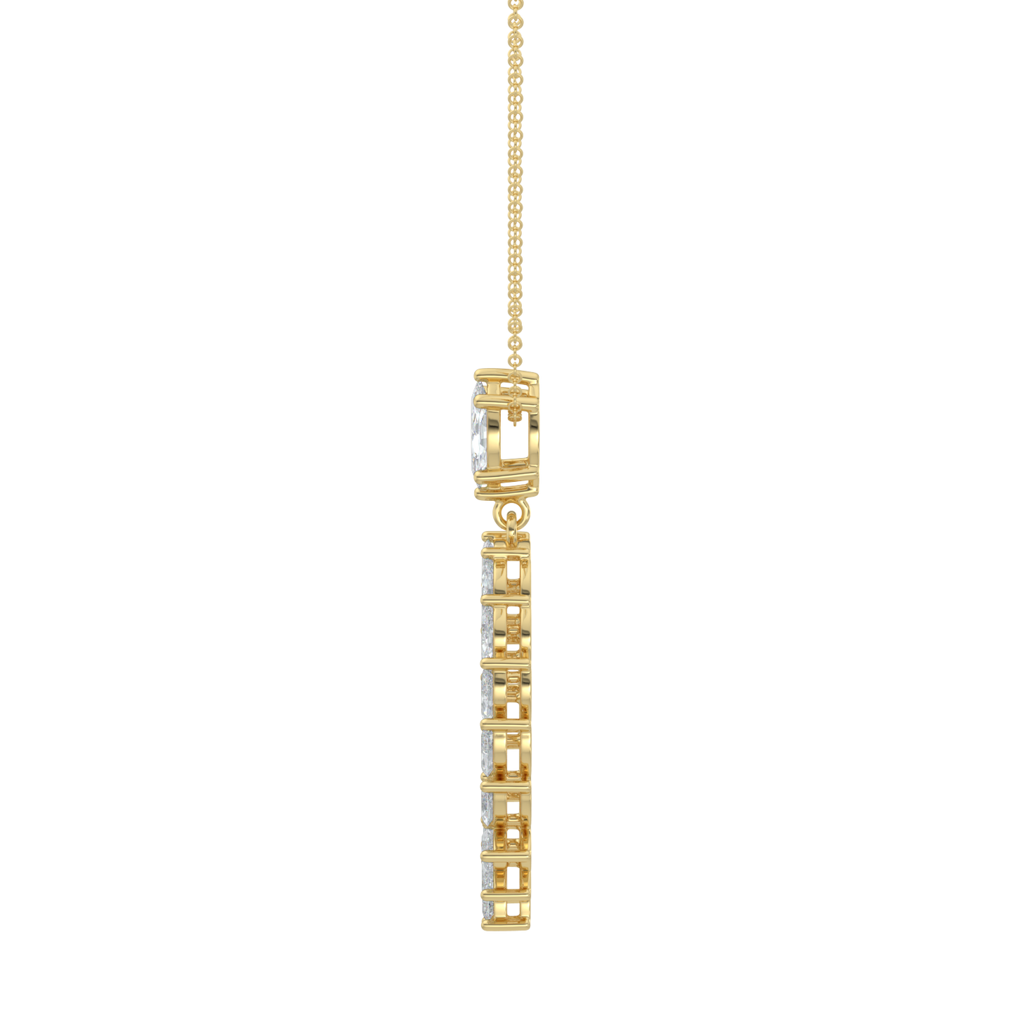 Marquise Halo Chain Necklace-Yellow Gold