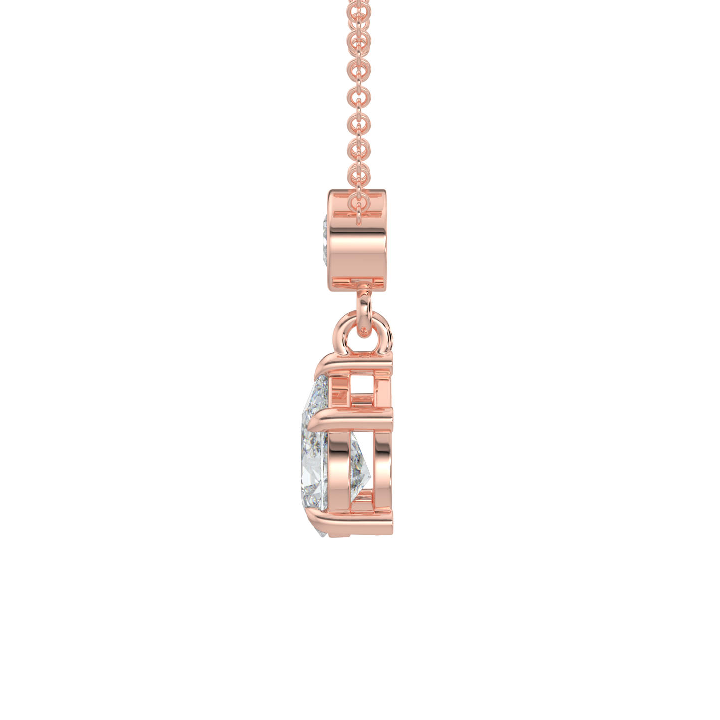 Pear Drop Solitaire Chain Necklace-Rose Gold