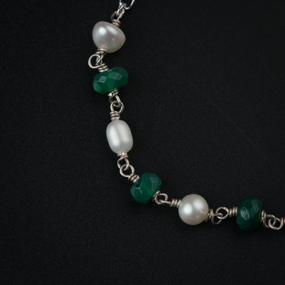 Green Onyx Stone with Pearls Bracelet