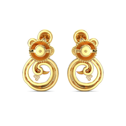 Imperial Peacock Earring-Yellow Gold
