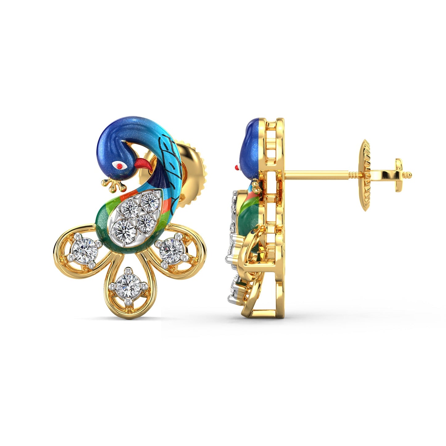 Whimsical Wings Earrings-Yellow Gold