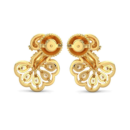 Peacock Charisma Earrings-Yellow Gold