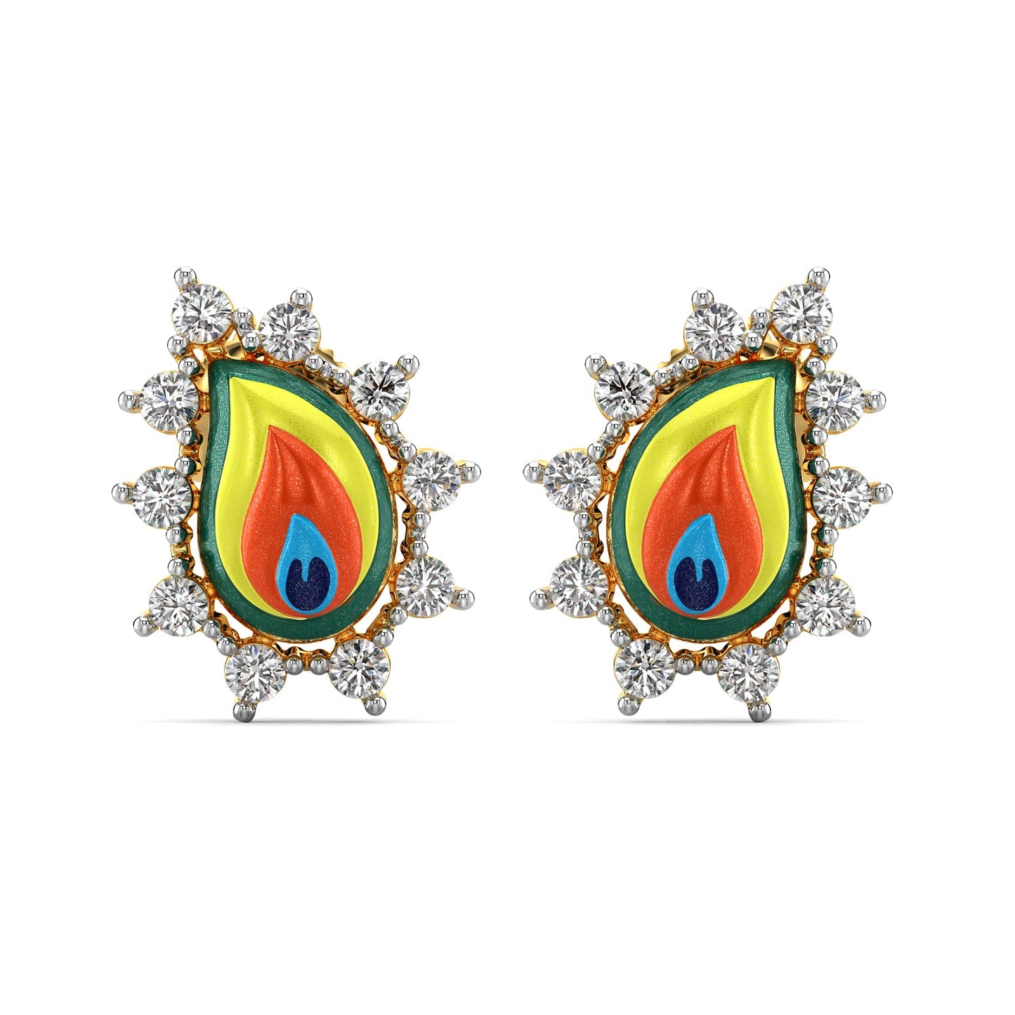 Regal Feather Earrings-Yellow Gold