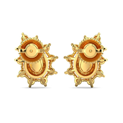 Regal Feather Earrings-Yellow Gold