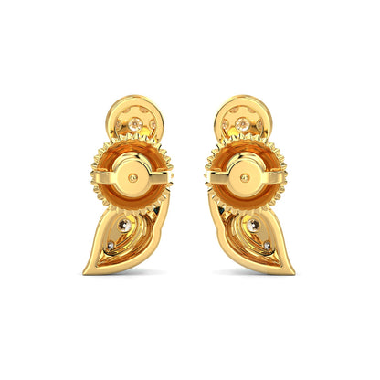 Playful Peacock Earrings-Yellow Gold