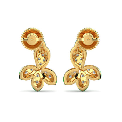 Turquoise Tail Earrings-Yellow Gold