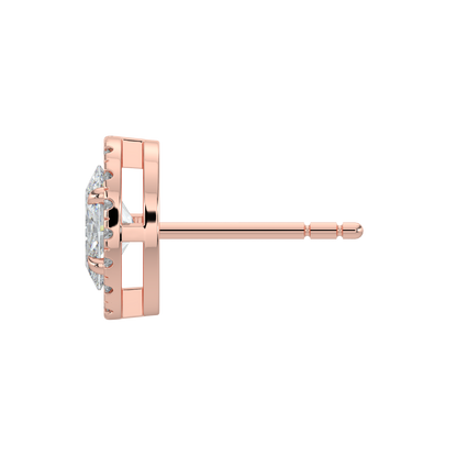 Oval Halo Solitaire Studs-Rose Gold