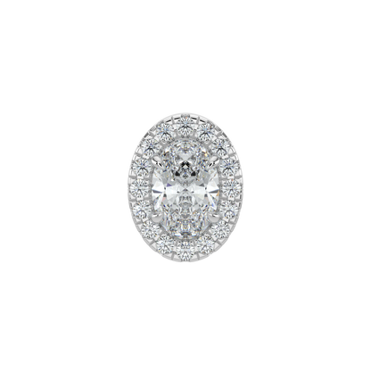 Oval Halo Solitaire Studs-White Gold