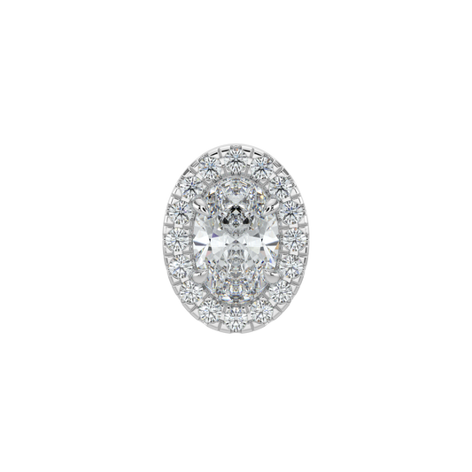 Oval Halo Solitaire Studs-White Gold