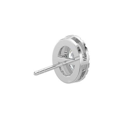 Oval Halo Solitaire Studs-White Gold