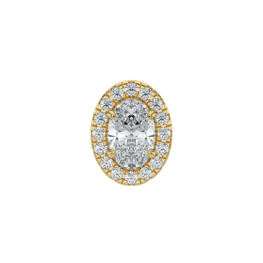 Oval Halo Solitaire Studs-Yellow Gold
