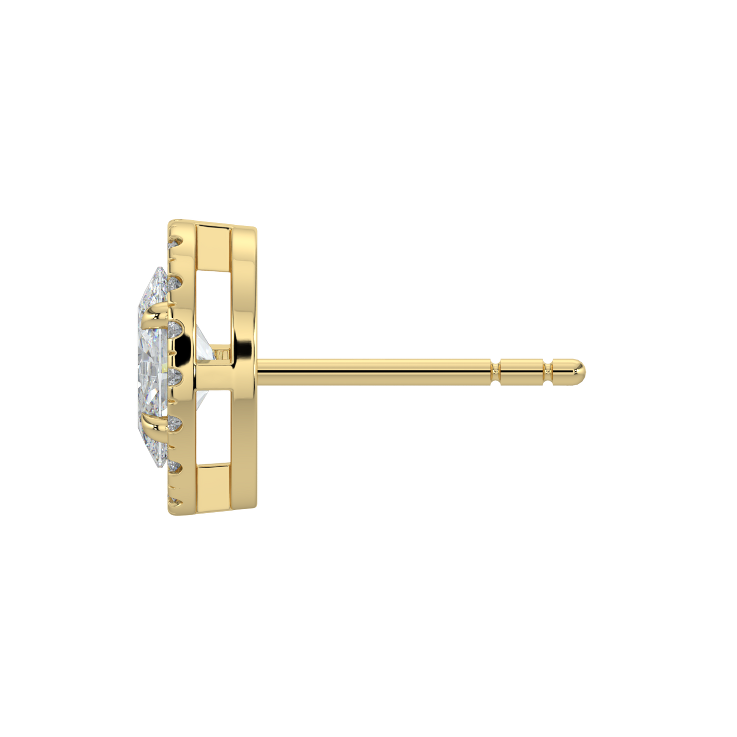 Oval Halo Solitaire Studs-Yellow Gold