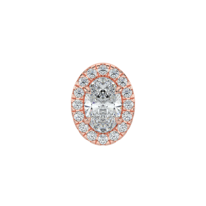 Oval Halo Solitaire Studs-Rose Gold