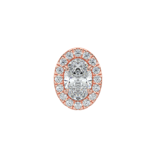 Oval Halo Solitaire Studs-Rose Gold
