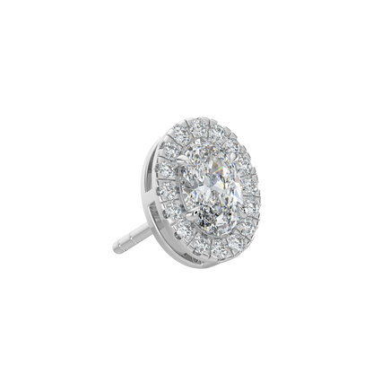 Oval Halo Solitaire Studs-White Gold
