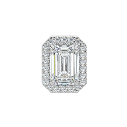 Emerald Halo Solitaire Studs-White Gold