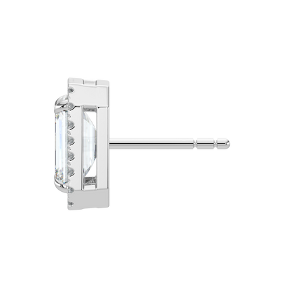 Emerald Halo Solitaire Studs-White Gold